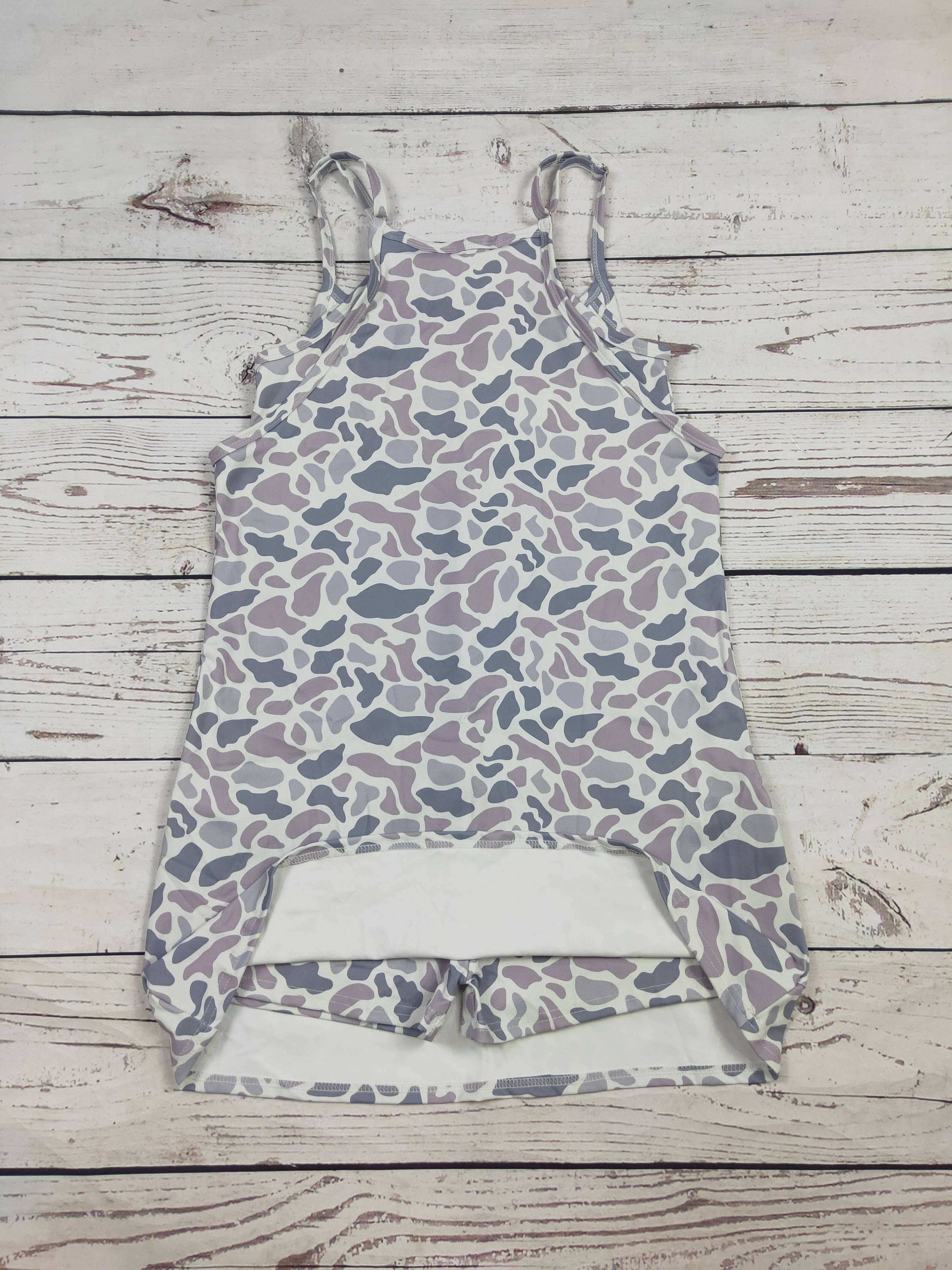 Women Gray Camouflage Athletic Dress