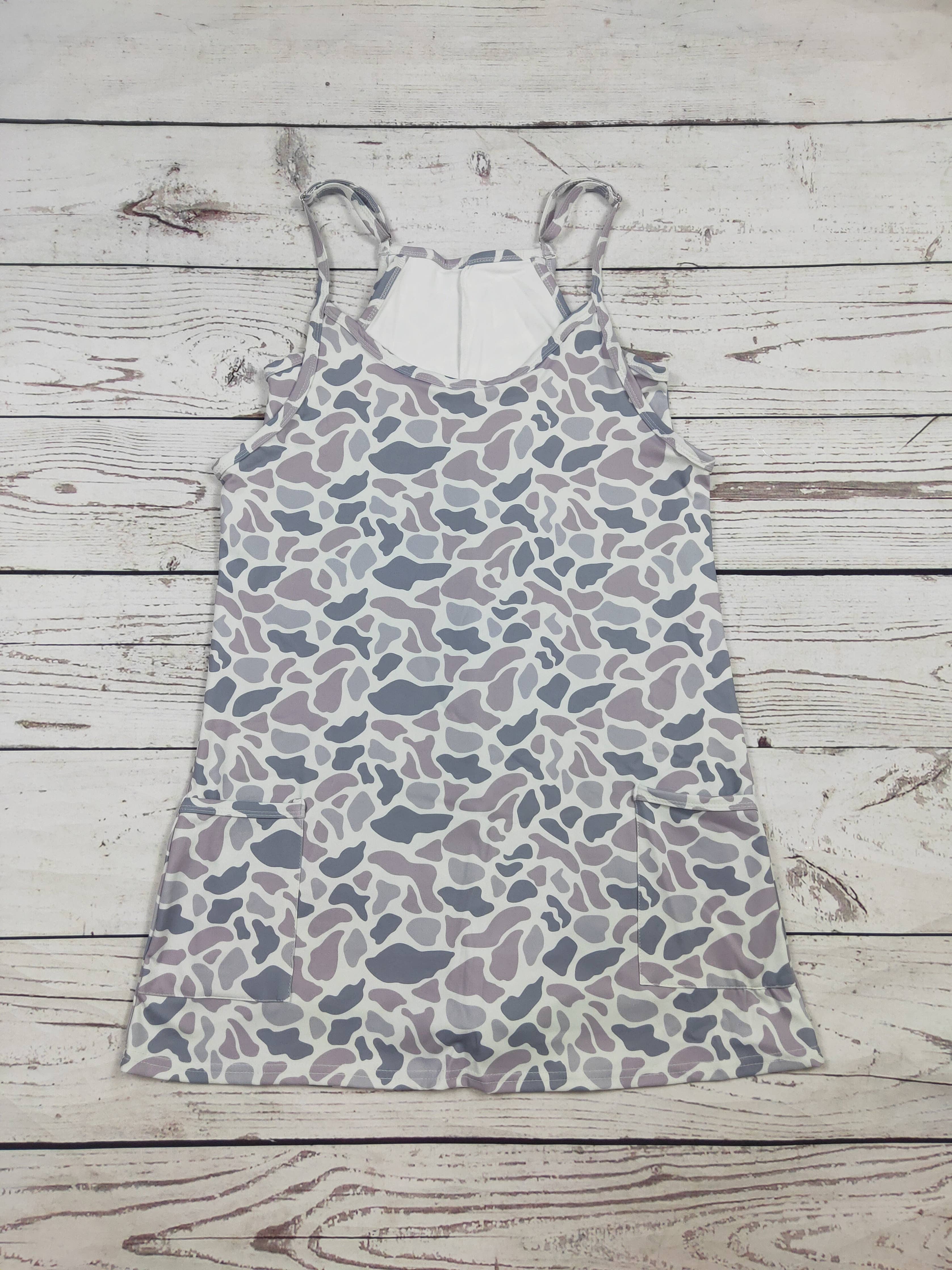 Women Gray Camouflage Athletic Dress